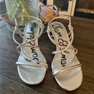 Sam Edelman Metallic Silver Strappy Heels